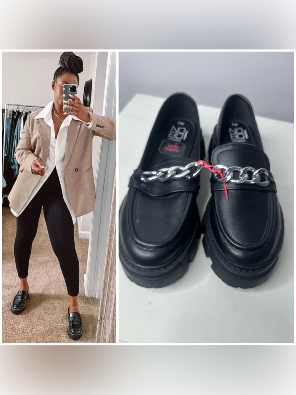 No Boundaries Black Platform Chain-Trim Loafers-7W